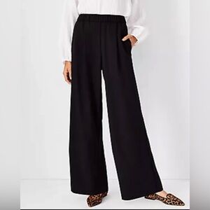 Ann Taylor Petite Palazzo High Rise Wide Leg  Black Pants Size MP NWT.